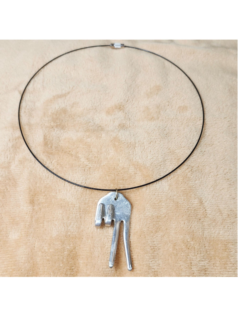Fork finger peace Sign Pendant choker Necklace Handmade jewelry